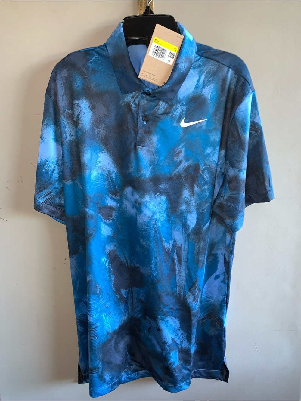 Nike Blue Marble-Print Men's Polo Shirt